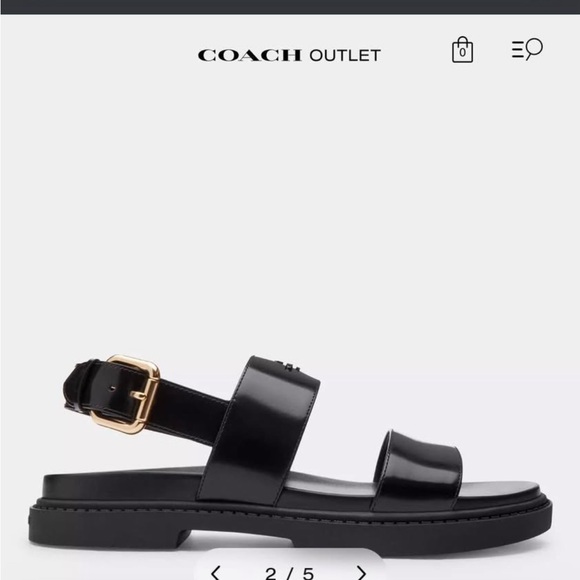 Coach Lockup Two Band Sandals in Black - Picture 1 of 4